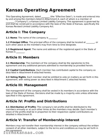 Free Operating Agreement Document for the State of Kansas